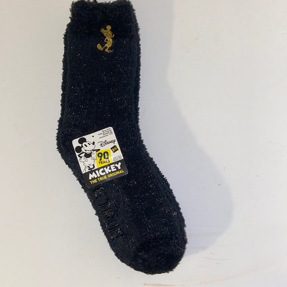 Disney Mickey Mouse fuzzy slippers socks 2 pack NWT